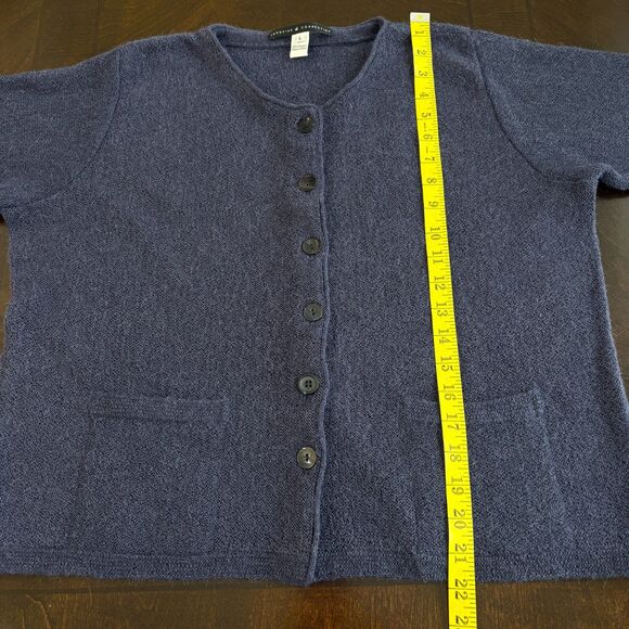 Peruvian Connection 100% Alpaca Knit Cardigan Sweater Button Front Blue Sz L - Picture 6 of 7